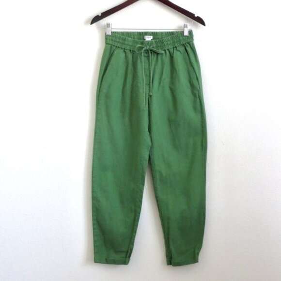 NEW! J.Crew Factory Linen Blend Drawstring Pants Green Style H5607 SZ 0 - Picture 3 of 9